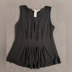 Max Studio Sleeveless Pleated Tank Top in Black Sz S